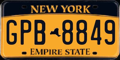 NY license plate GPB8849
