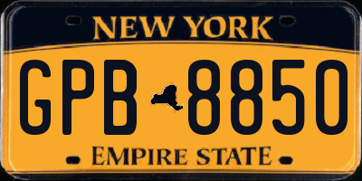 NY license plate GPB8850