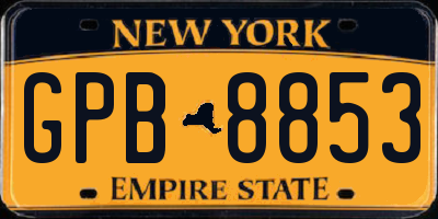 NY license plate GPB8853