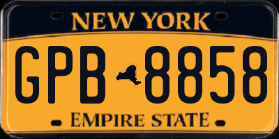 NY license plate GPB8858