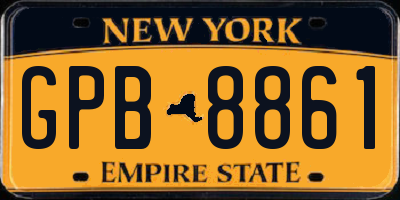NY license plate GPB8861