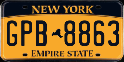 NY license plate GPB8863