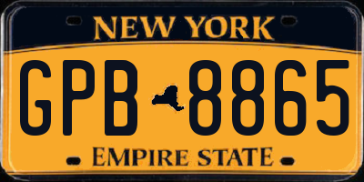 NY license plate GPB8865
