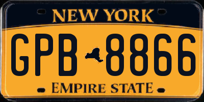 NY license plate GPB8866
