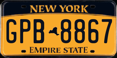 NY license plate GPB8867