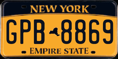 NY license plate GPB8869