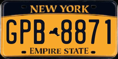NY license plate GPB8871