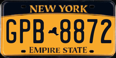 NY license plate GPB8872