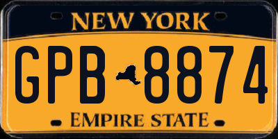 NY license plate GPB8874