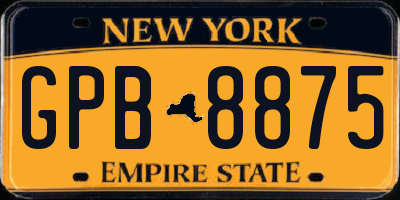 NY license plate GPB8875