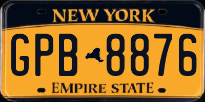 NY license plate GPB8876