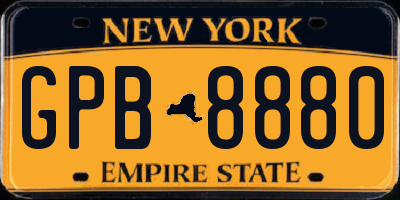 NY license plate GPB8880