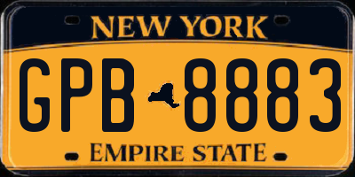 NY license plate GPB8883