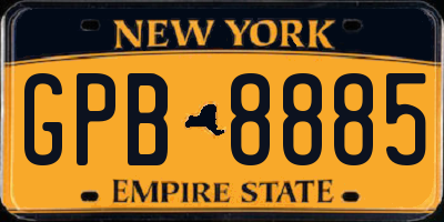 NY license plate GPB8885