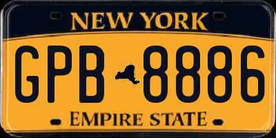 NY license plate GPB8886