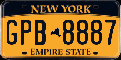 NY license plate GPB8887