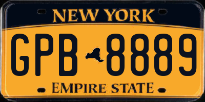 NY license plate GPB8889