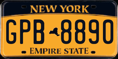 NY license plate GPB8890