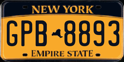 NY license plate GPB8893