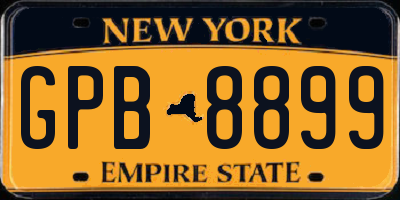 NY license plate GPB8899