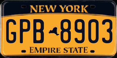 NY license plate GPB8903