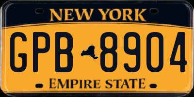NY license plate GPB8904