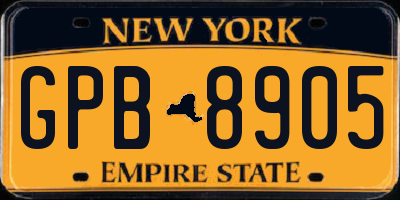 NY license plate GPB8905