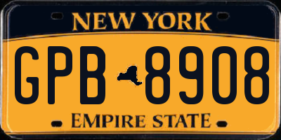 NY license plate GPB8908