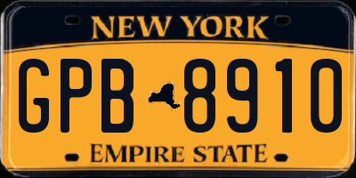 NY license plate GPB8910