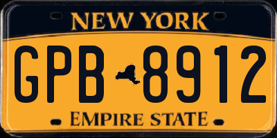 NY license plate GPB8912