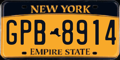 NY license plate GPB8914