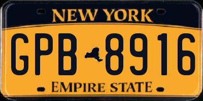 NY license plate GPB8916