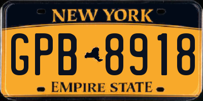 NY license plate GPB8918