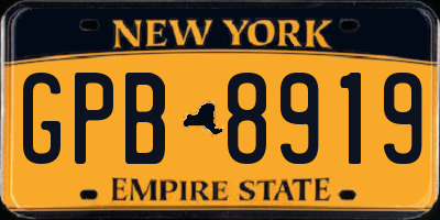 NY license plate GPB8919