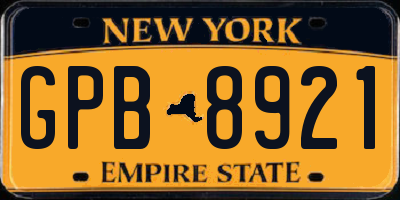 NY license plate GPB8921