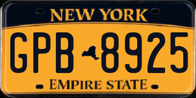 NY license plate GPB8925