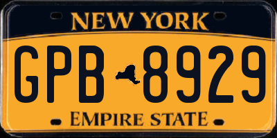 NY license plate GPB8929