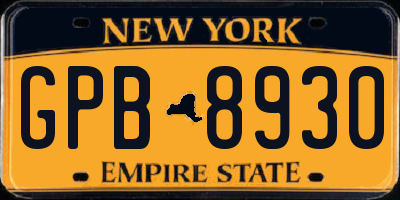 NY license plate GPB8930