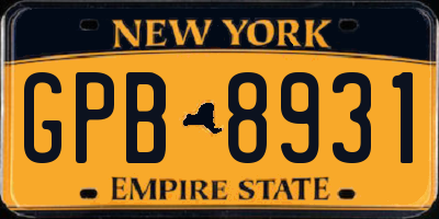 NY license plate GPB8931