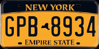 NY license plate GPB8934
