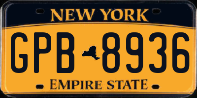 NY license plate GPB8936