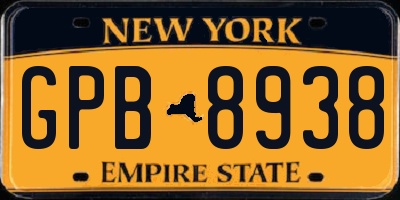 NY license plate GPB8938