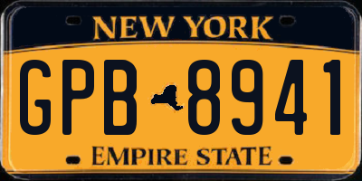 NY license plate GPB8941