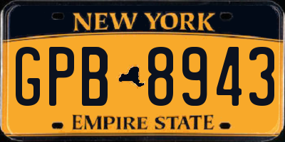 NY license plate GPB8943