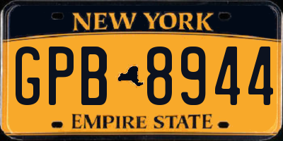 NY license plate GPB8944