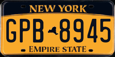 NY license plate GPB8945