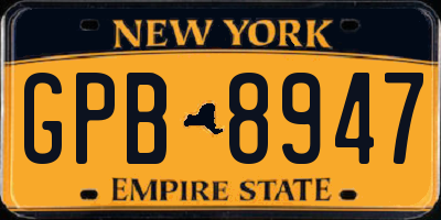 NY license plate GPB8947