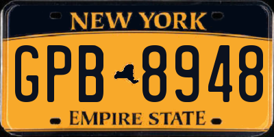NY license plate GPB8948