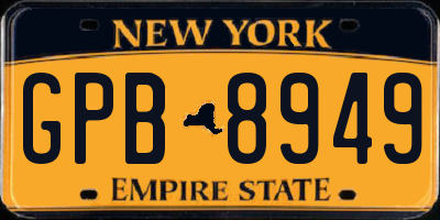 NY license plate GPB8949