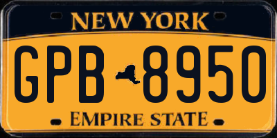 NY license plate GPB8950